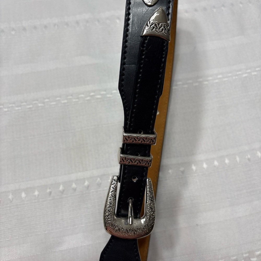 Genuine Leather Womens Western Belt  Casual Jeans Belts- Black Size 36 - Picture 3 of 7